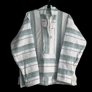 Baja Sol Textiles Adult XL Pullover Hoodie Baja Mexican Poncho Multicolor